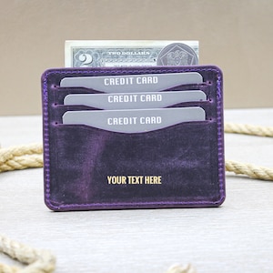 Cubierta minimalista de cuero para tarjeta de crédito, titular de tarjeta de crédito de cuero para mujeres y hombres, bolsa de tarjeta vintage personalizada