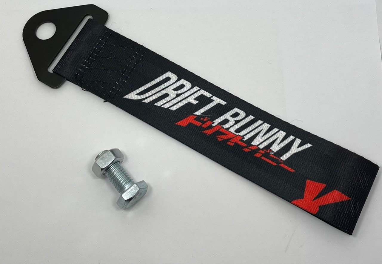 JDM Racing Tow Strap – Red Rally Drift Car Tow Hook Belt – 1X Universal Front/Rear