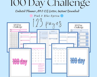 100 Day Challenge Journal: Undated Goal/Wellness/Fitness Planner (PDF Download)