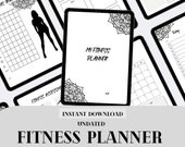 Undated Fitness Tracker with Mandala Designs | Minimalist Workout Planner for Coloring Fun