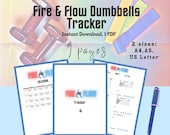 Fire & Flow Dumbbells and Resistance loops Tracker / Journal, Coloring Logo