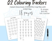 Q2 Tracker Coloring Pages Bundle: Mood, Exercise, and Habit Tracker - Quarterly 2 -April, May and June