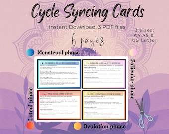 Cycle Syncing Flashcards – Wellness & Self-Care Guide | Printable PDF | Instant Download