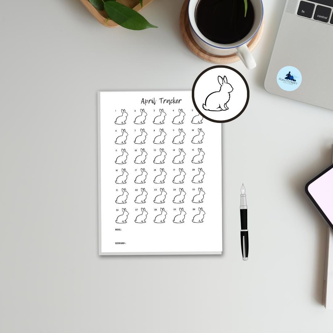 April Coloring Trackers – Mood, Habit Fitness Tracker | Bunny, Daisy ...