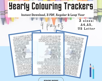 Year-Long Coloring & Habit Tracking Printable - Regular Year and Leap Year