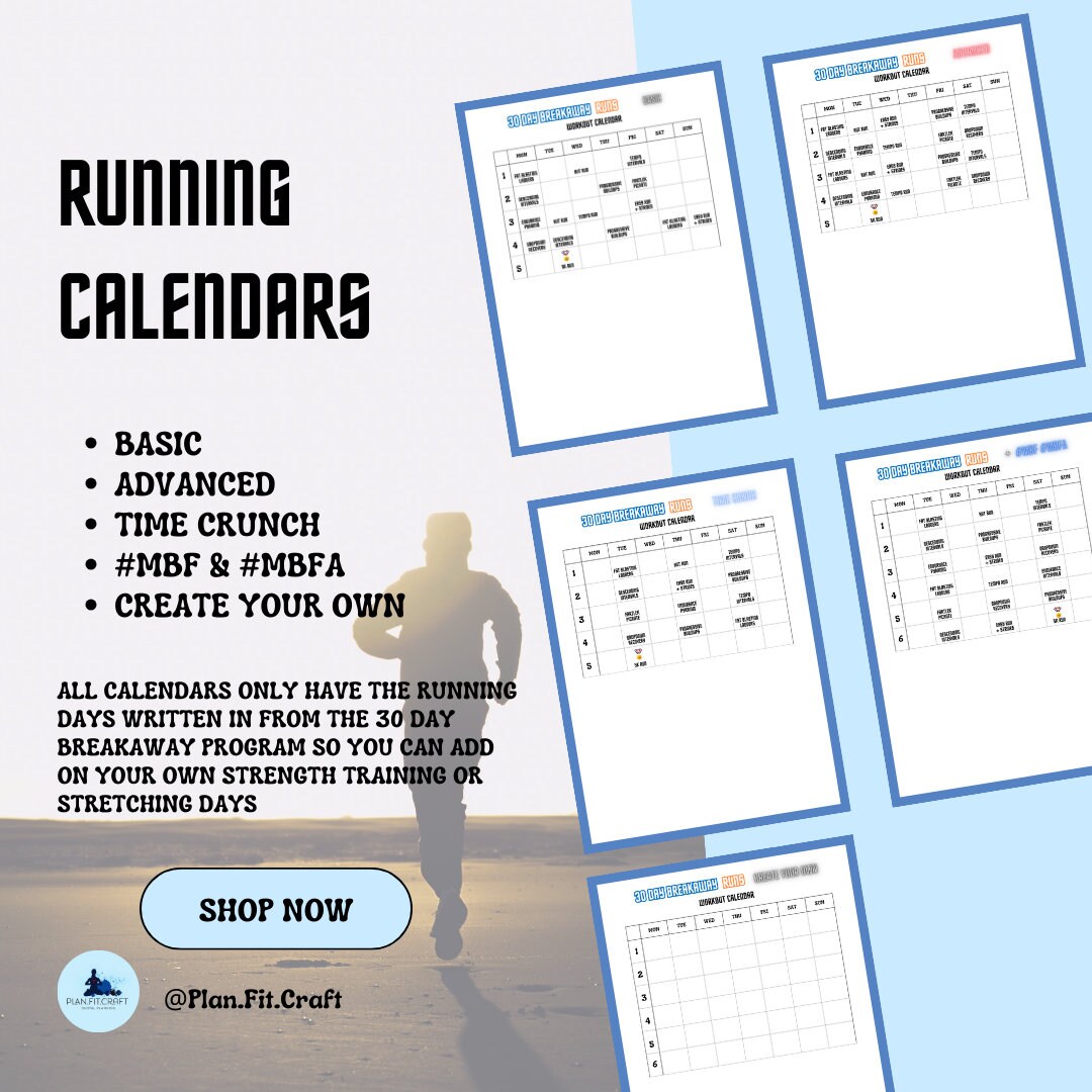 Running Tracker and Calendar Perfect Resource for 30 Day Breakaway Program Lovers - Etsy