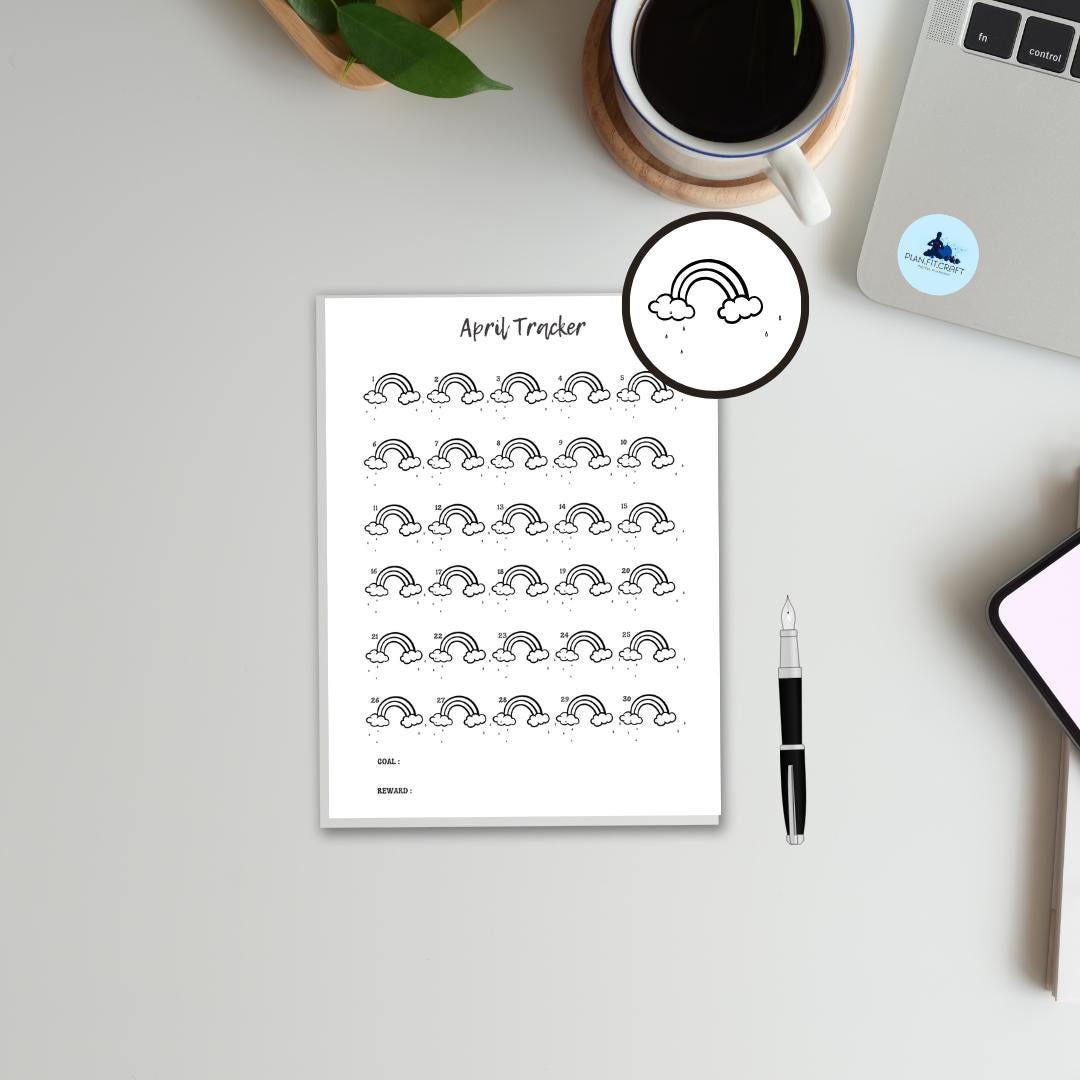 April Coloring Trackers – Mood, Habit Fitness Tracker | Bunny, Daisy ...