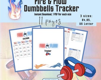 Fire & Flow Beachbody Fitness Program Tracker: Dumbbells, Resistance Loops, (Printable PDF)
