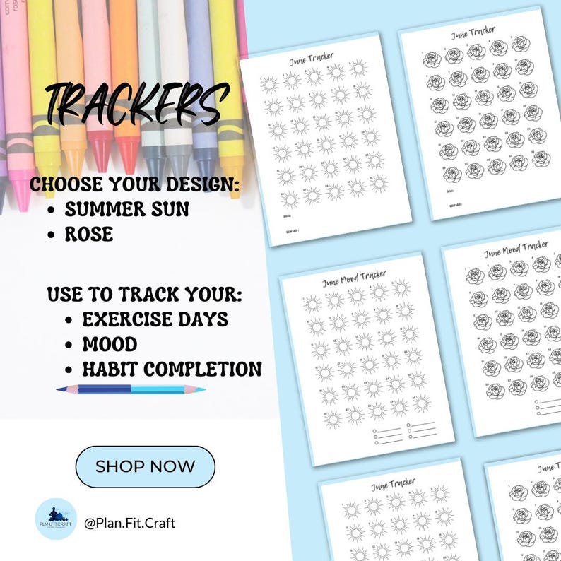 June Tracker Coloring Pages Bundle: Mood, Exercise, and Habit Tracker ...