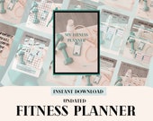 Un-dated Simple Functional Fitness Planner with a stylish fitness background and quarterly goals setting