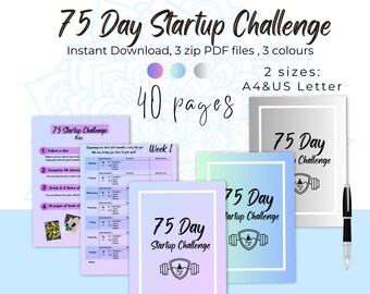 75 Day Startup Challenge Printable: Self-Improvement Workbook (A4/US Letter)
