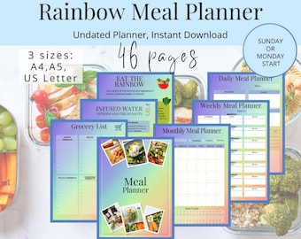 Rainbow Meal Planner – Diario di 46 pagine: la tua guida completa per un'alimentazione sana e organizzata!