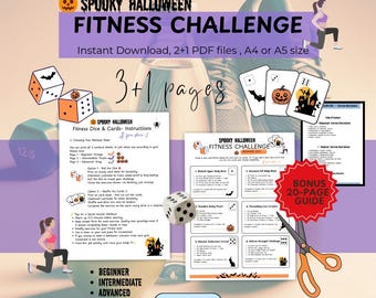 Halloween Fitness Challenge: Printable Workout Cards & Dice Game (A4/A5 PDF)