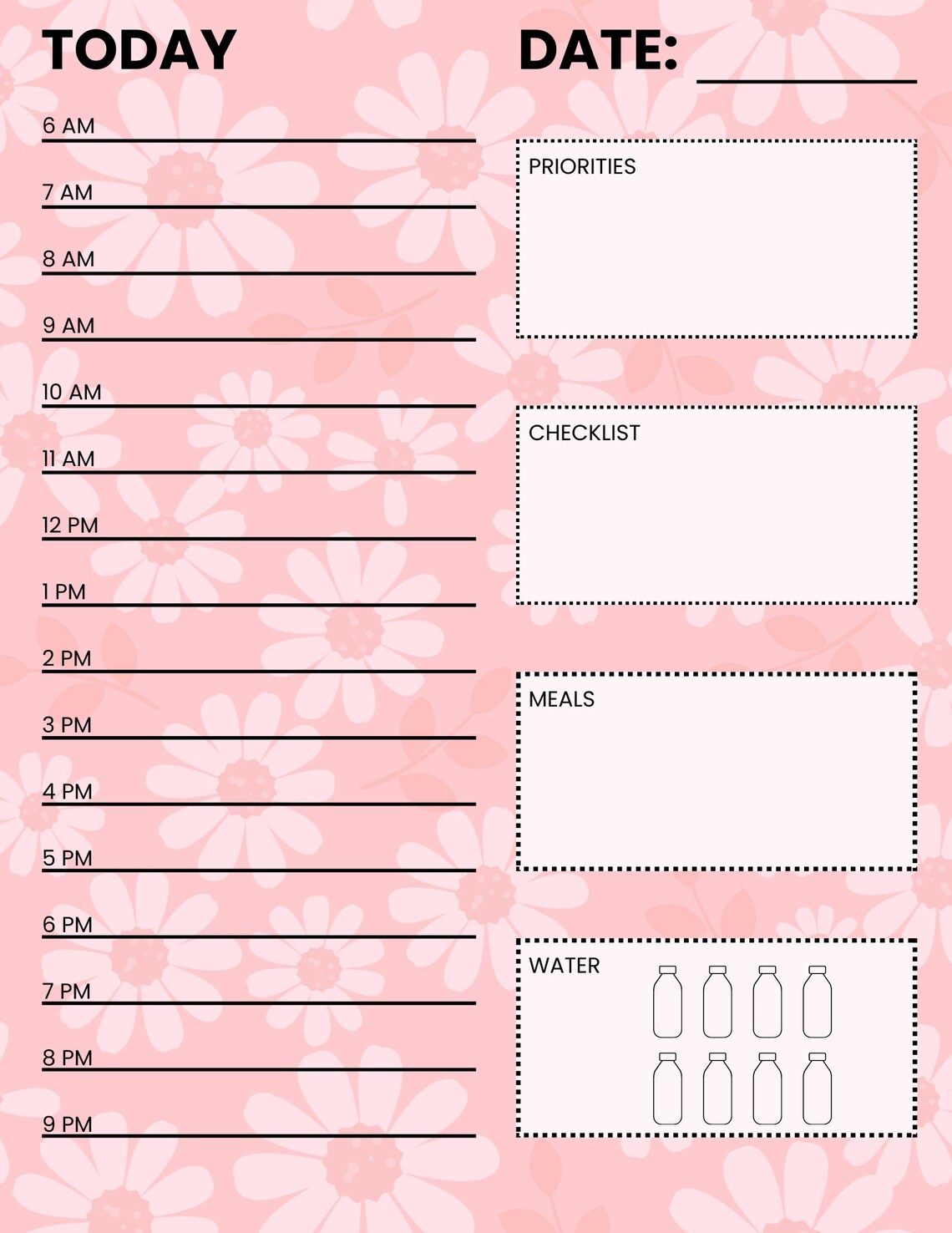 Daily Schedule, Printable Daily Planner, Productivity Planner, Instant ...