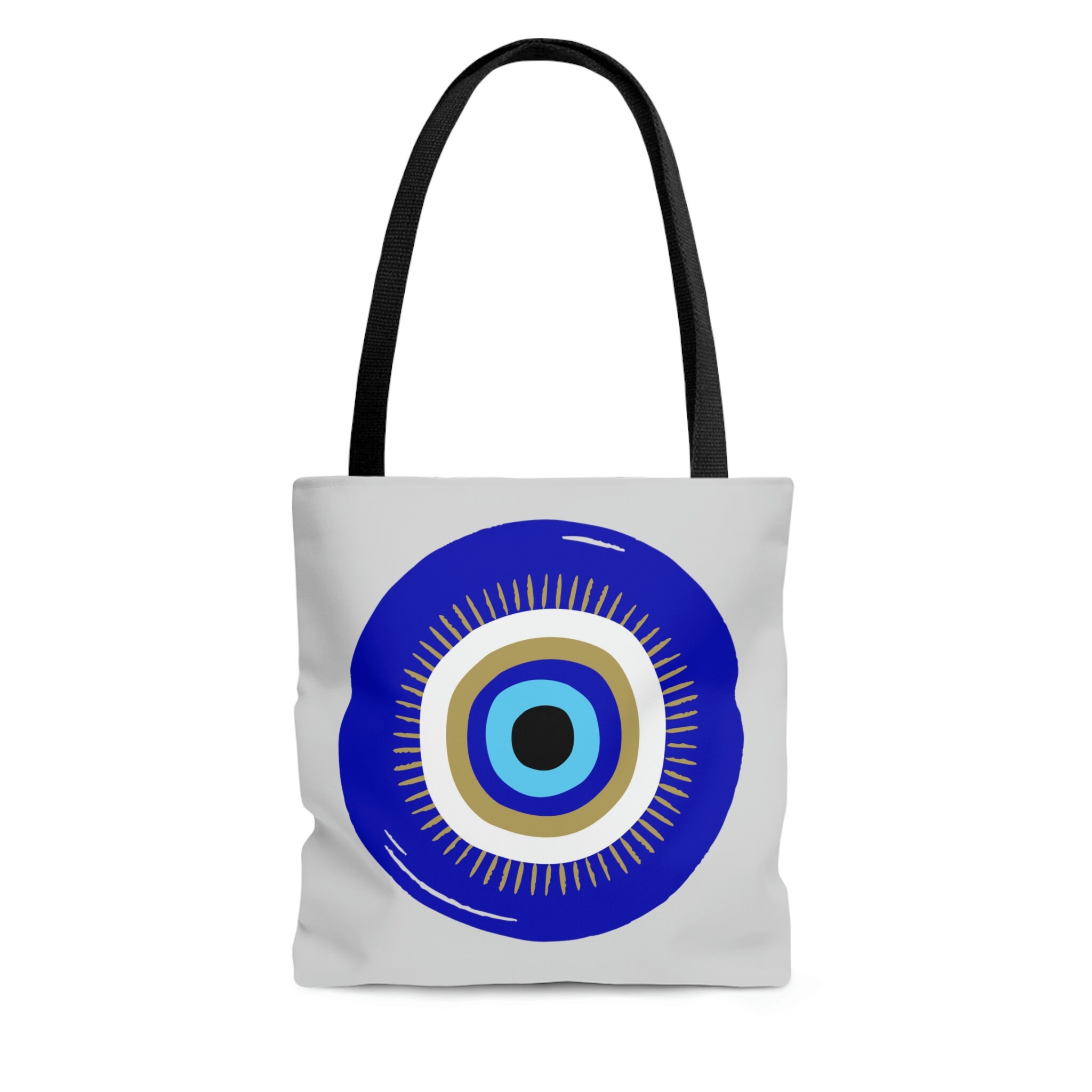 thumbnail image 2 of Evil Eye Tote Bag With Zipper - Waterproof Jute Beach Bag For Women 2 of 12
