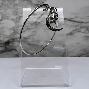 Silber Himmlische Mond und Stern Charm Armreif | Witchy Schmuck
