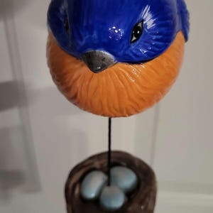 Blue Bird with Eggs in Nest Windchime Garden Art
