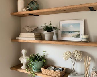 Floating Shelf with Heavy Duty Brackets | Rustic Farmhouse Shelves | Kitchen Shelving