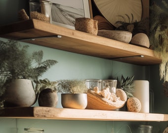 Heavy Duty Floating Shelves | Ledge Shelf | Rustic Shelves | Floating Wood Shelves for Kitchen | Book Shelves | Farmhouse Floating Shelf