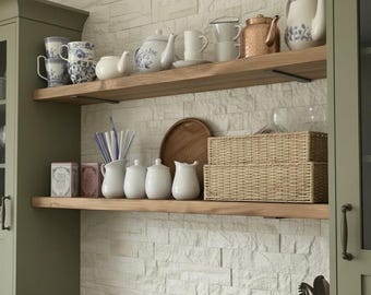 Heavy Duty Floating Wood Shelves – Rustic Farmhouse Kitchen Storage