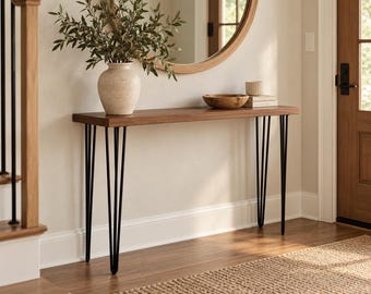 Solid Wood Entryway & Sofa Table with 4 Hairpin Legs