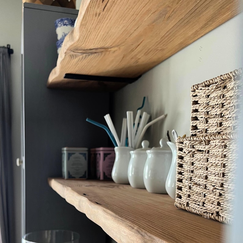 Rustic Live Edge Wood Floating Shelves - Floating Shelf - Rustic Wood Shelf - Kitchen Shelving - Live Edge Shelf