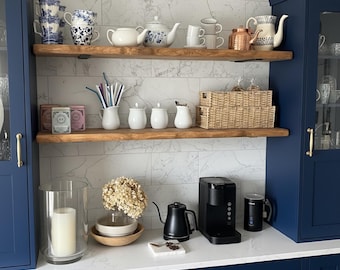 Handcrafted Live Edge Floating Shelf: Rustic Wood with Brackets