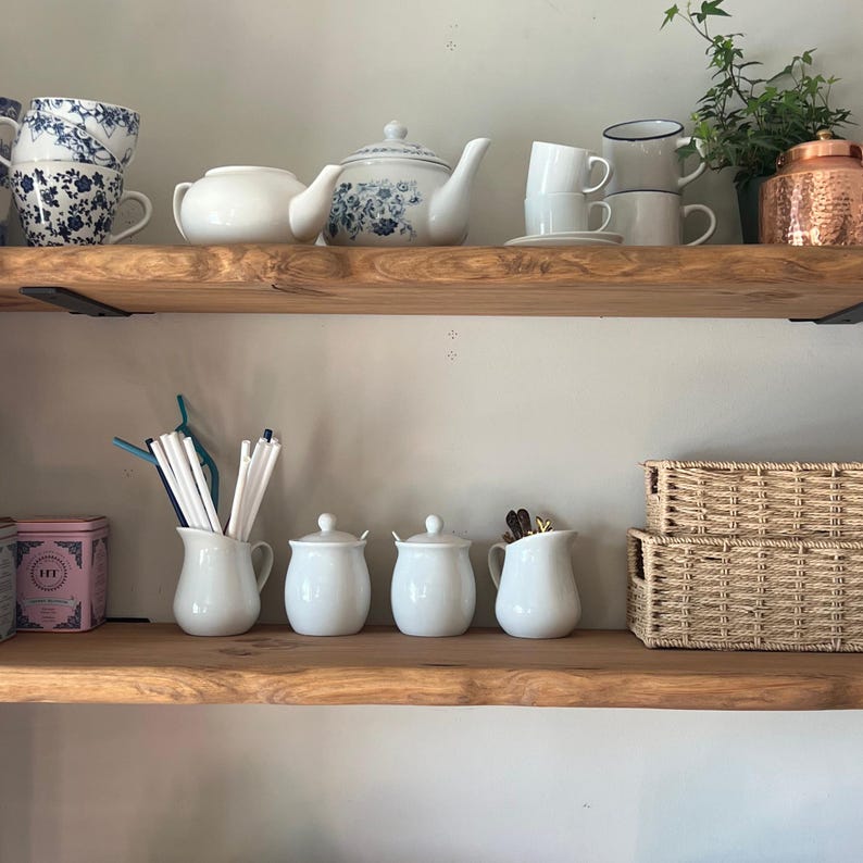Rustic Live Edge Wood Floating Shelves - Floating Shelf - Rustic Wood Shelf - Kitchen Shelving - Live Edge Shelf