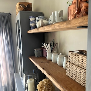 Rustic Live Edge Wood Floating Shelves - Floating Shelf - Rustic Wood Shelf - Kitchen Shelving - Live Edge Shelf