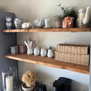 Rustic Live Edge Wood Floating Shelves - Floating Shelf - Rustic Wood Shelf - Kitchen Shelving - Live Edge Shelf