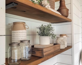 Rustic Wood Floating Shelf | Heavy Duty Farmhouse Shelving