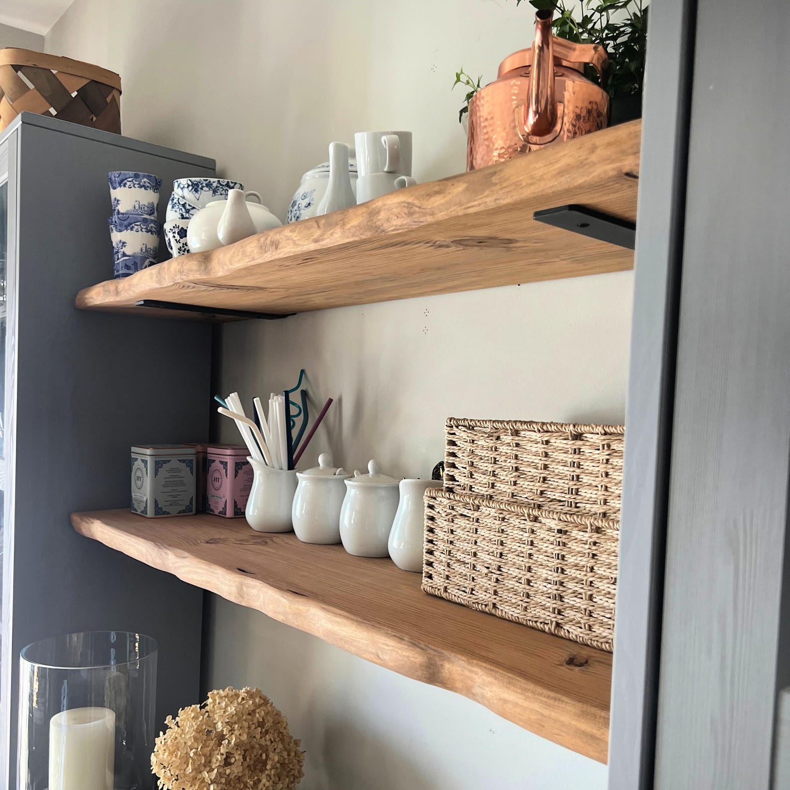 Handcrafted Live Edge Floating Shelves | Rustic Shelves | Floating Wood Shelves for Kitchen | Book Shelves - 9.25 Inches, 60 to 72 inches