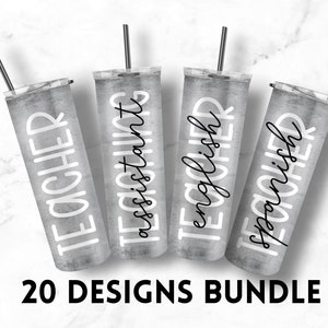 Teacher Tumbler Wrap Bundle 20oz Skinny, Tumbler Wrap Png Template, Preschool, Kindergarten, Math, Science, ESL,Music, Add Your Own Teacher