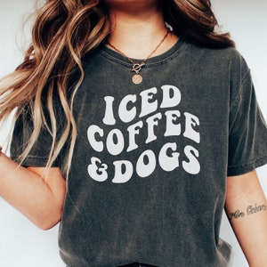 Iced Coffee & Dogs Svg, Retro Coffee Png, Iced Coffee and Dogs Png, Stacked Font Svg, Trendy Svg, Silhouette Cricut, Pet Lover Pet Shirt Svg