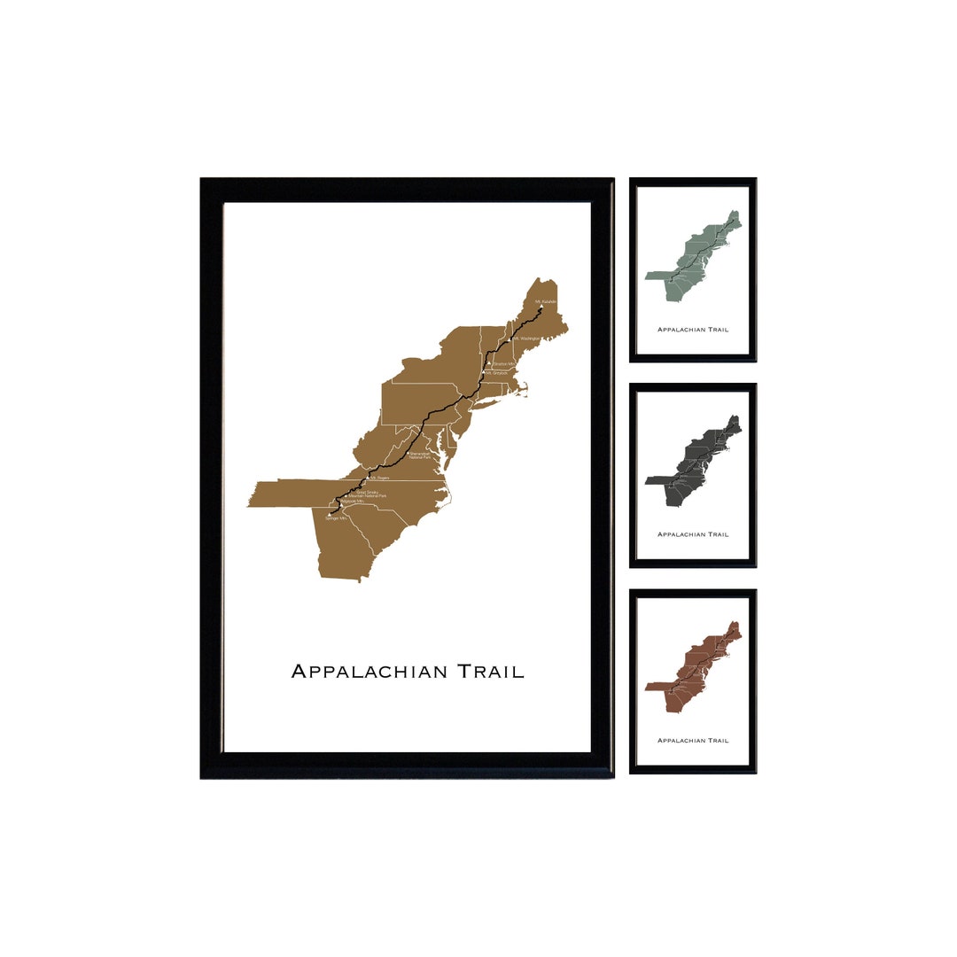 Appalachian Trail Map AT Poster Trail Map Art Appalachian Etsy