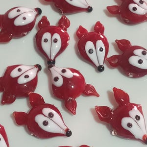 Murano Glass FOX, Bracelet Beads, Handmade Lampwork Glass Beads, Cartoon Character Beads, Glass Jewelry, Glass Figure, Glasswork