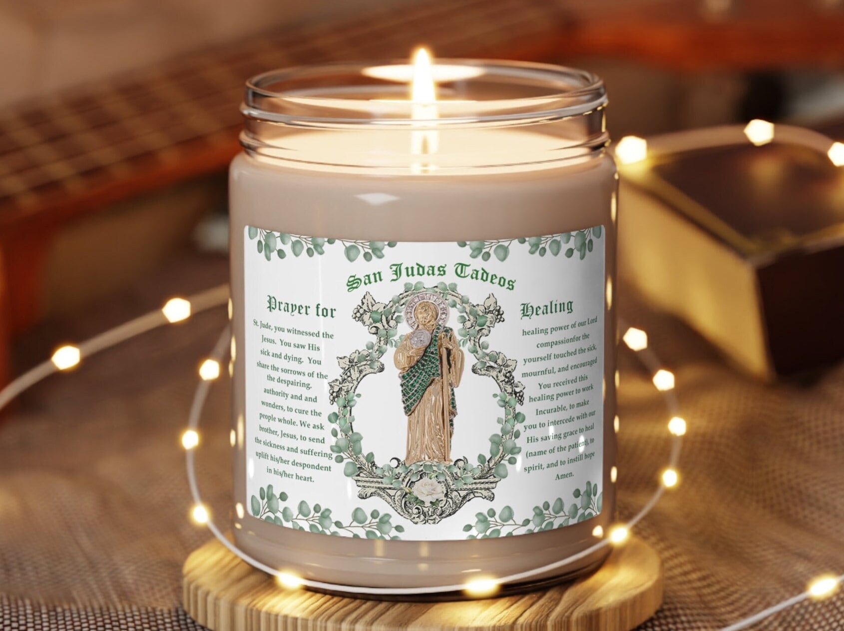 Šv. Judo maldos žvakė, natūralios sojos kvapo žvakė - Etsy