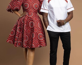 Ankara couple set, African print dress, lady's dress, pre wedding, couple photoshoot,