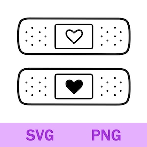 Herz Gips SVG, Menhera Herz Verband SVG Png, Gips Clipart, Cricut Silhouette schneiden Datei, digitaler Download
