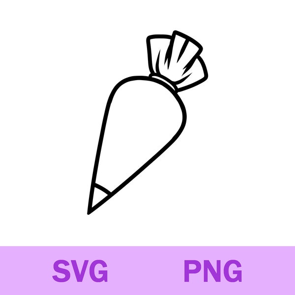 Piping Bag Svg Png, Icing Bag Svg Png, Piping Bag Clipart, Cricut Silhouette Cutting File, Digital Download