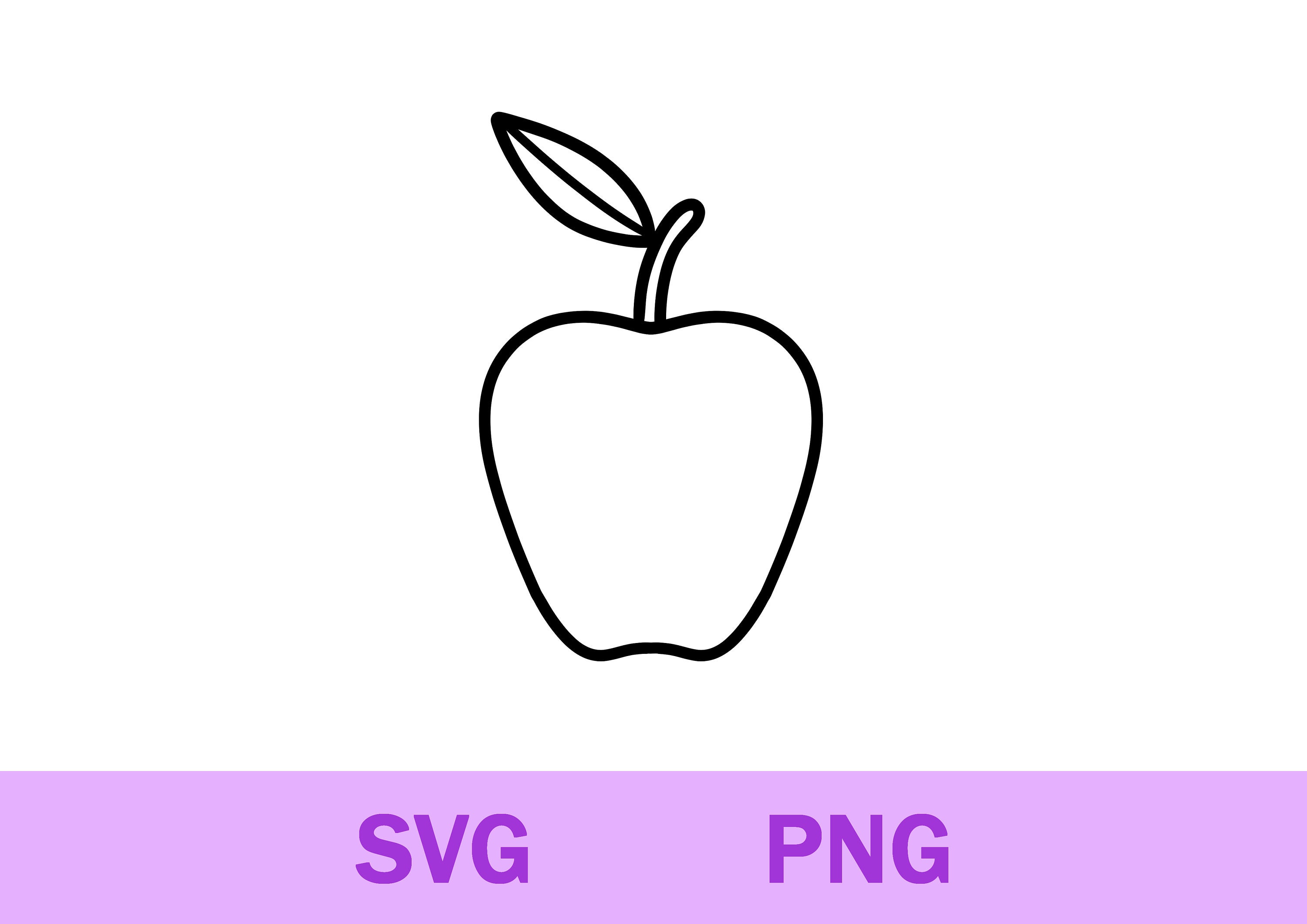 Apple Svg Png Apple Outline Svg Png Apple Clipart Cricut - Etsy