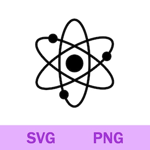 Atom Svg Png, Ciencia Atom Svg Png, Atom Clipart, Archivo de corte de silueta Cricut, Descarga digital