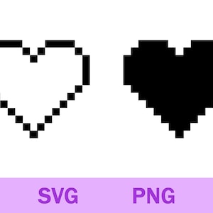 Pixel Heart Svg Png, 8-Bit Video Game Heart Svg Png, Pixel Heart Clipart, Cricut Silhouette Cutting File, Digital Download