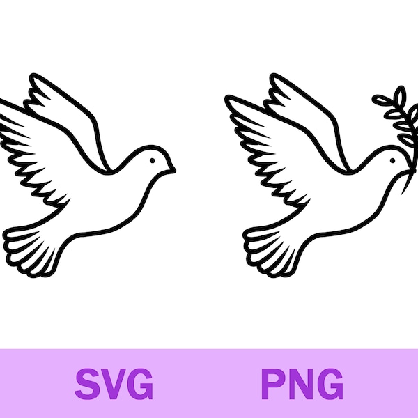 Dove Svg Png, Bird Svg Png, Dove Clipart, Cricut Silhouette Cutting File, Digital Download