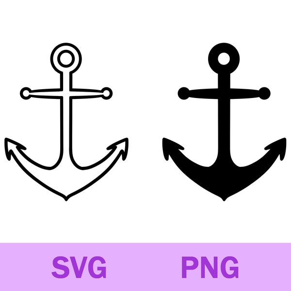 Anchor Svg Png, Nautical Outline Svg Png, Anchor Clipart, Cricut Silhouette Cutting File, Digital Download