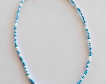 Kusthalsband, havshalsband, kokosflickhalsband, surfflickhalsband, blått