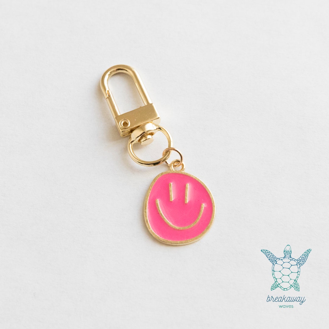 Smiley Face Keychain, Happy Face Key Ring, Retro 90s, Smiley Backpack