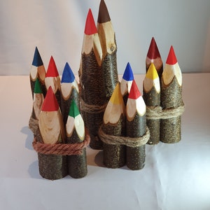 Colored pencils made of natural wood as decoration