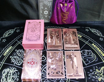 Cartas de Tarot láser holográficas / guía / bolsa de terciopelo / Un conjunto