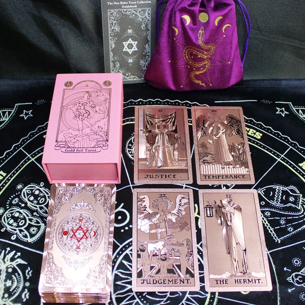 Cartes de tarot laser holographique / guide / pochette en velours / A Set